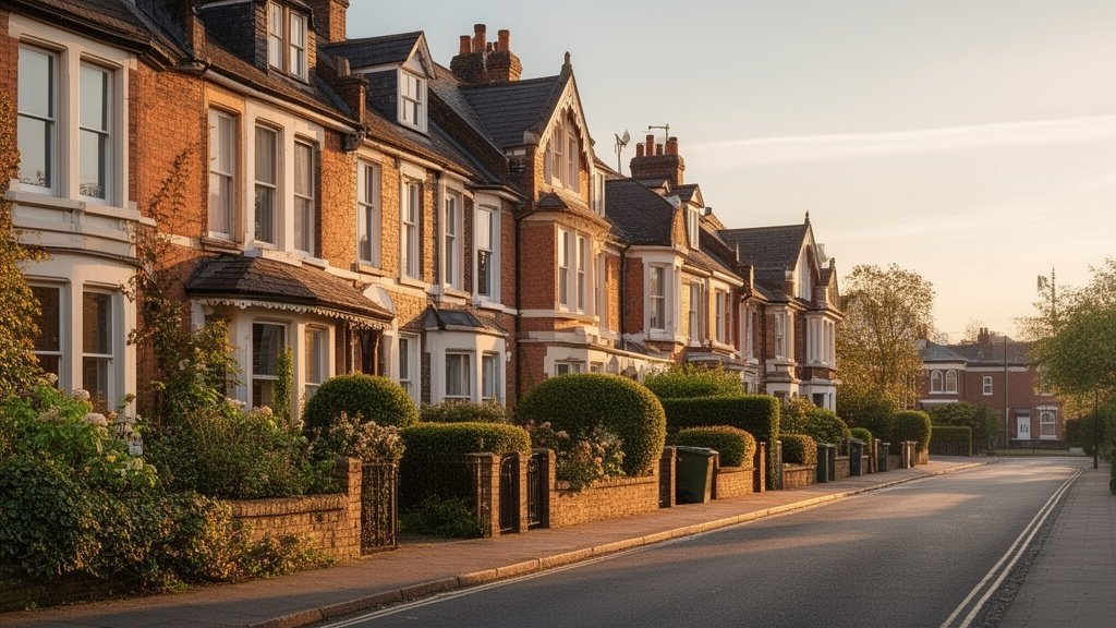 Traditional Victorian terraced houses on a residential street in Coventry